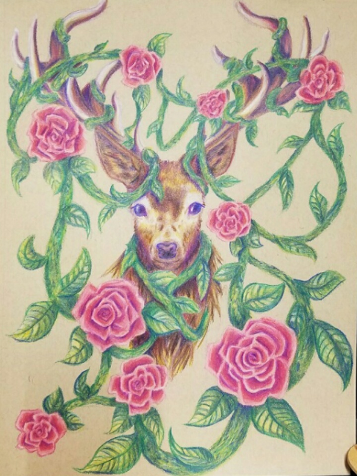 Stag and Roses