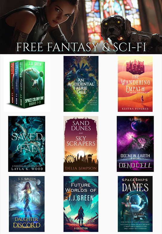 Fantasy and sci-fi books available in a giveaway.